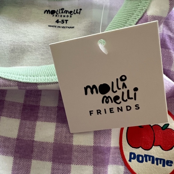 Molli Melli Girls Purple Checkered Apple 2 Piece Pajama Set - Picture 4 of 10